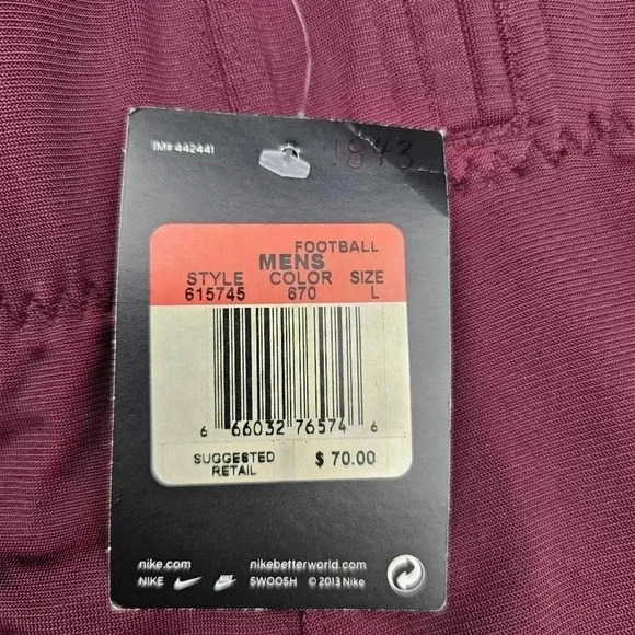 Nike Men's Open Field Football Pants Dark Maroon/ White #615745/670 NWOT  Large - Picture 7 of 8